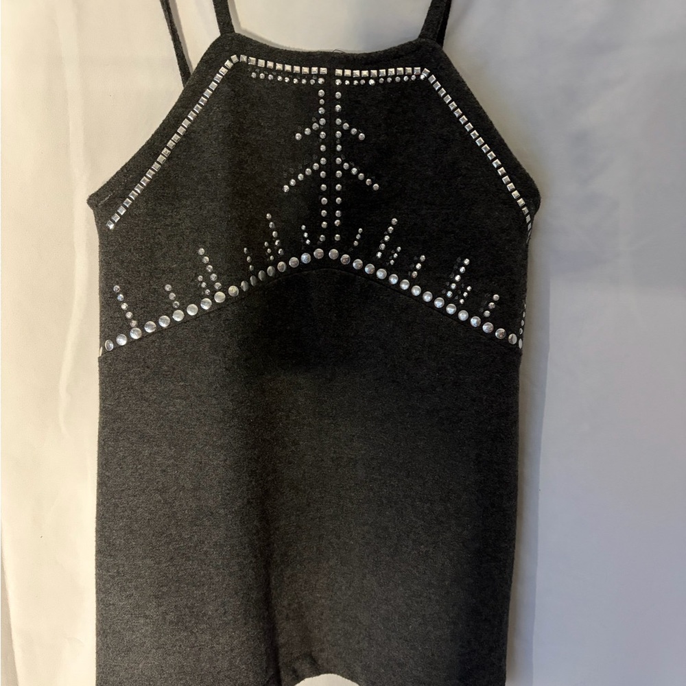 Greyish Black Studded Women's Tank Top GOTH, Punk, Halloween Streetwear Rebel